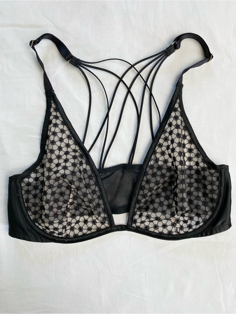 Victoria's Secret Black Sheer Strappy Plunge Bralette
